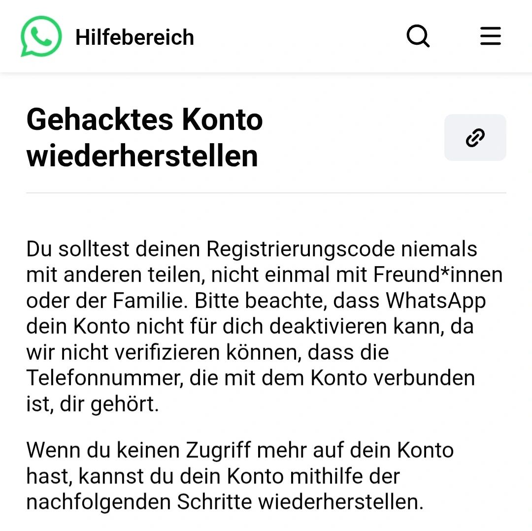 Hilfestellung zum WhatsApp-Betrug