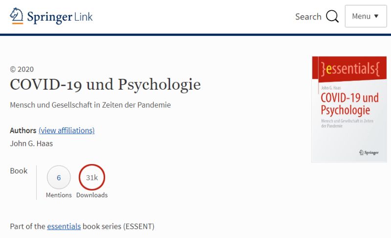 Mehr als 30.000 Leser für „COVID-19 und Psychologie“