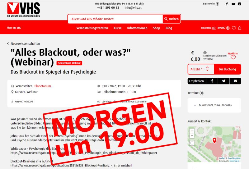„Alles Blackout, oder was?“ im Planetarium Wien