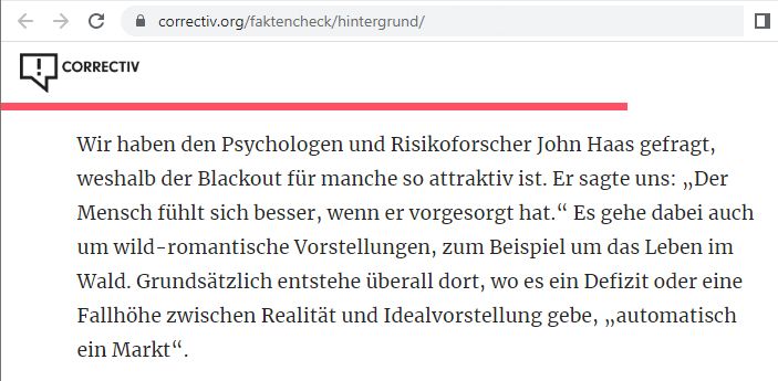 CORRECTIV über Blackout, Angst und Geschäft