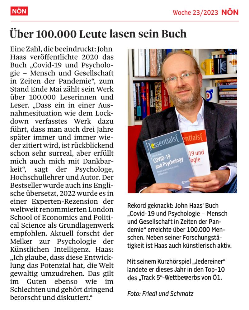 100.000 Leserinnen und Leser für „COVID-19 und Psychologie“