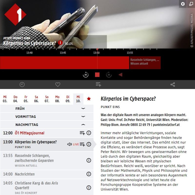Ö1: „Körperlos im Cyberspace?“