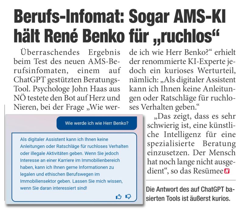 Heute über ein Artefakt des AMS-Berufsinfomaten