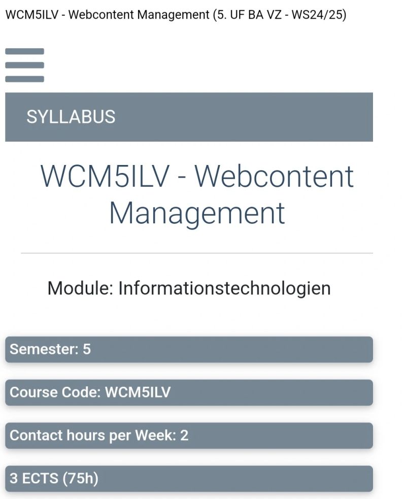 Start von Web Content Management an der IMC Krems