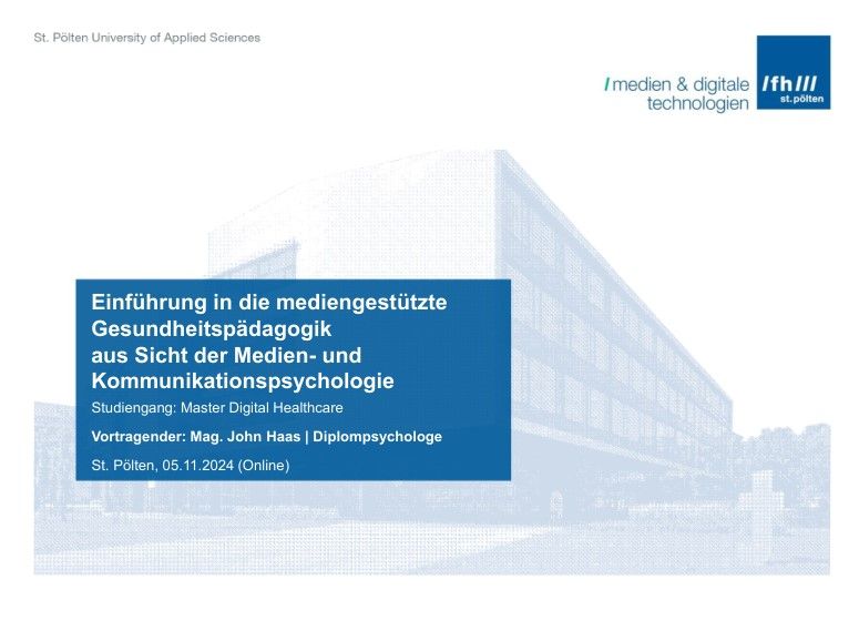 Medien und psychische Gesundheit im Master Digital Healthcare