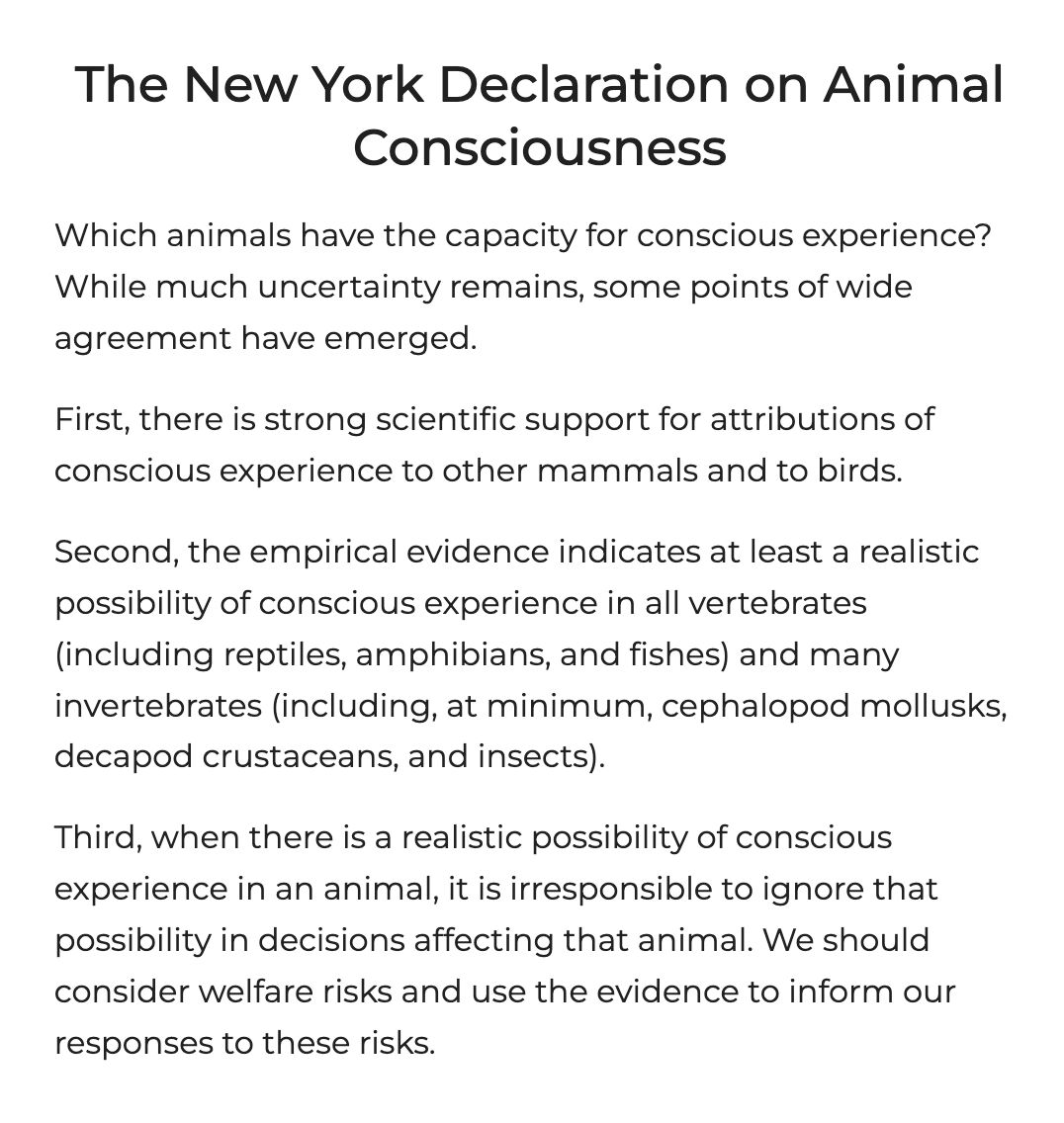 New Yorker Erklärung zum Bewusstsein von Tieren – Zusatzbild