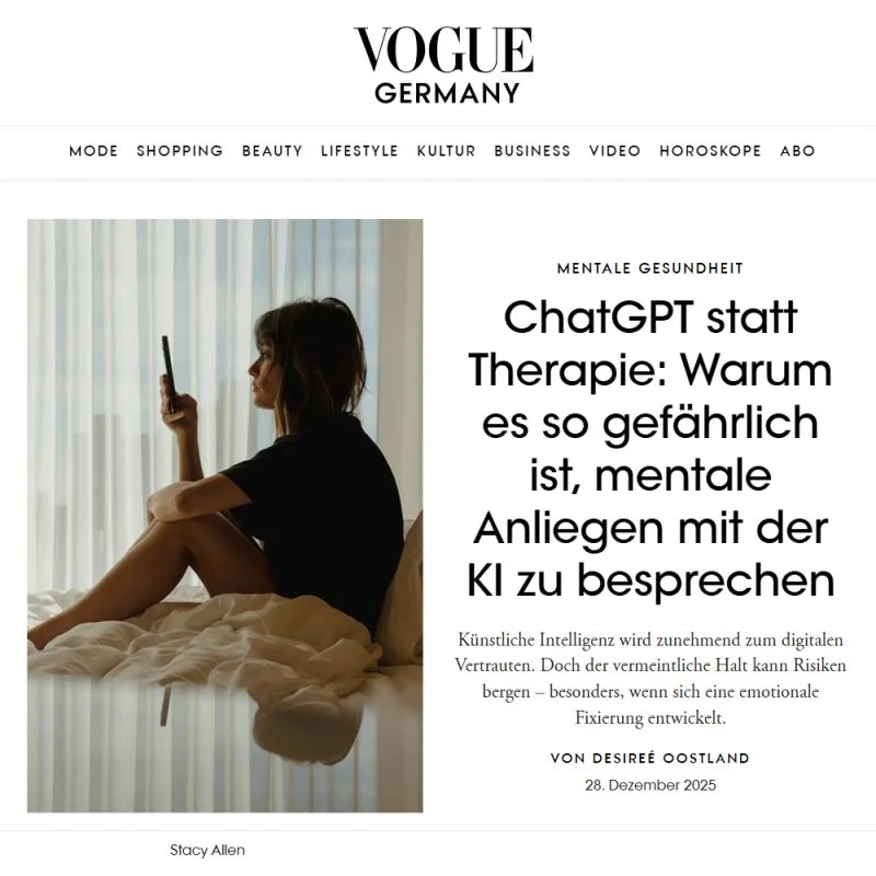 Interview VOGUE Germany zu KI und Psyche