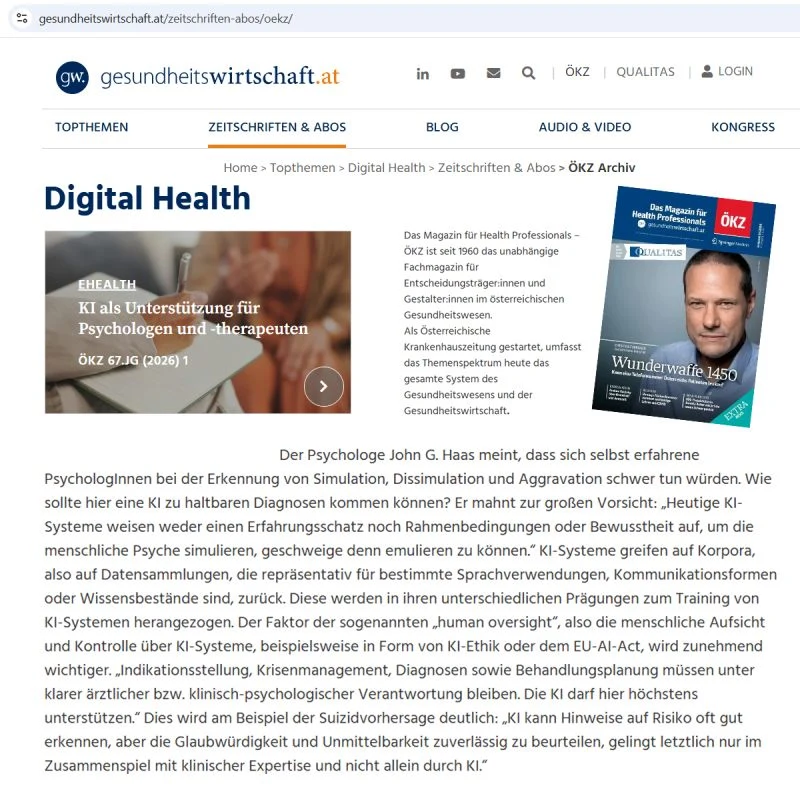 Interview ÖKZ zu Mensch und KI