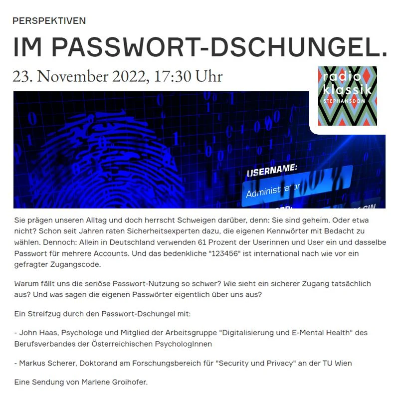 Psychologie der Passwortwahl bei radio klassik Stephansdom