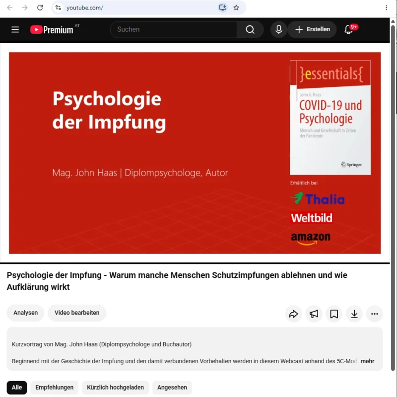 Kurzvortrag „Psychologie der Impfung“