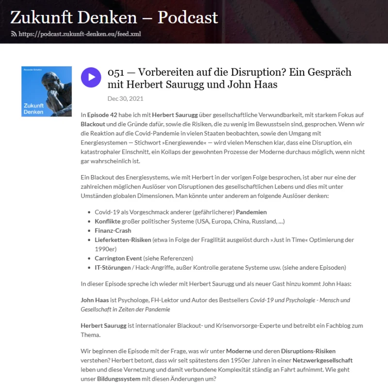Podcast „Zukunft Denken“ über Disruption